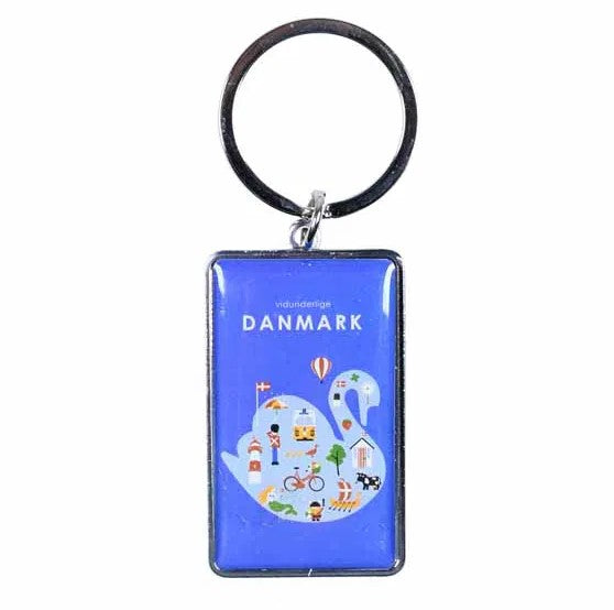 Nøglering med Danmark svanen med seværdigheder.